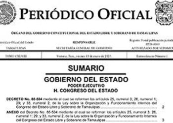 Expide Congreso de Tamaulipas Decreto No. 65-504