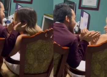 “Ahí está mi papá”: recién casada se niega a besar a su esposo en plena boda… porque le da pena