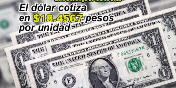 Hoy Domingo, el dólar cotiza en 18.4567 pesos