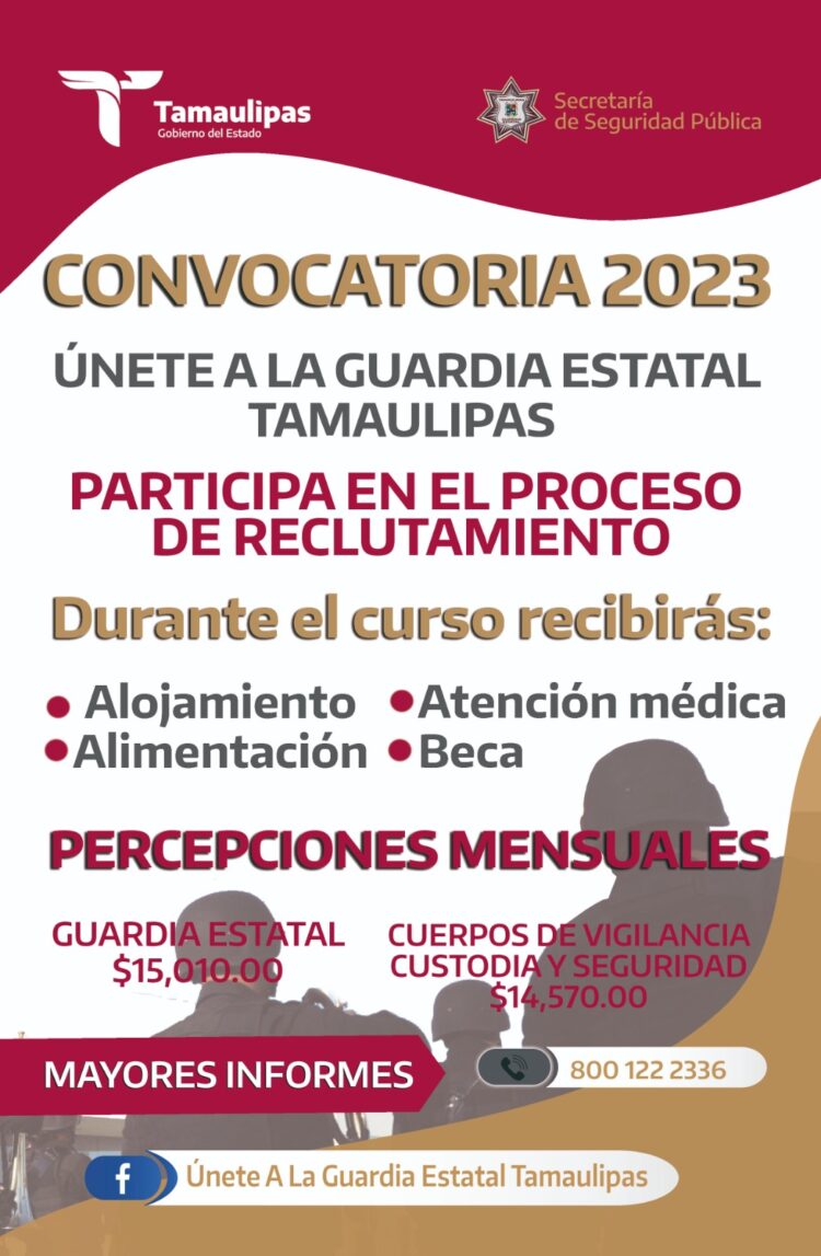 SSPT oferta vacantes para Guardia Estatal, Cuerpos de Vigilancia, Custodia y Seguridad