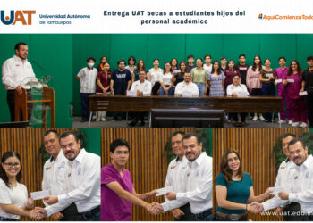 Entrega el rector becas a estudiantes hijos de docentes de la UAT