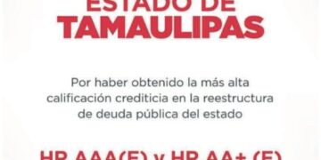 Obtiene Tamaulipas la más alta calificación crediticia en reestructura de deuda