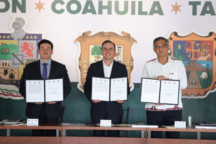 Firma Américo convenio de seguridad con gobernadores de Coahuila y Nuevo León