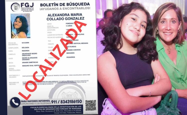 Localizan con vida a Alexandra María Collado, reportada como desaparecida hace unos dias.