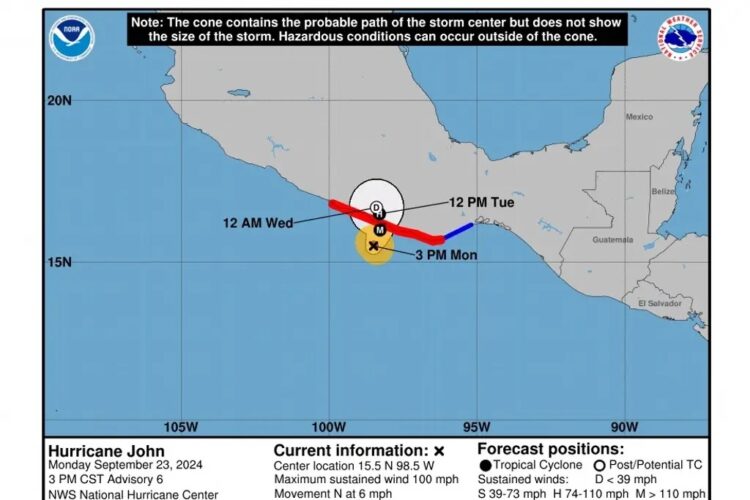 John se intensifica y se convierte en huracán de categoría 2; ¿Cuándo tocará tierra?