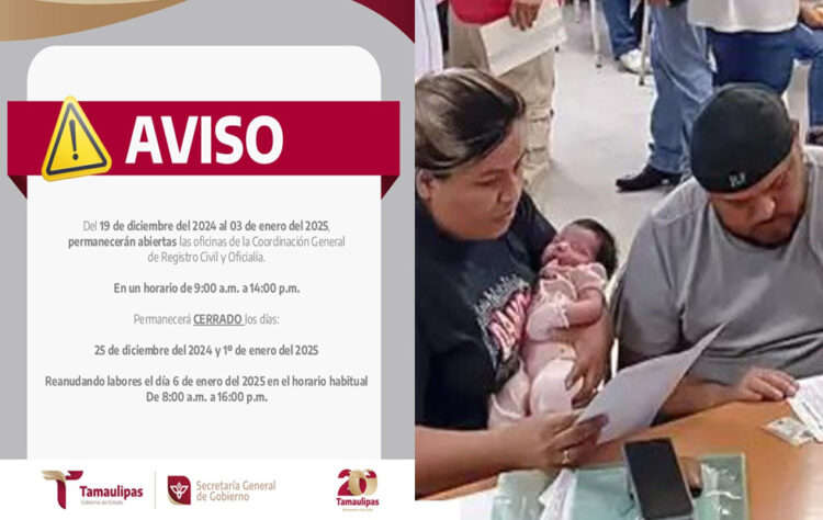 Oficinas de Registro Civil laborarán en horario especial en periodo vacacional