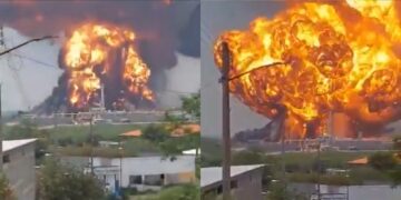 Se incendia destiladora de diesel en Cadereyta Nuevo León.