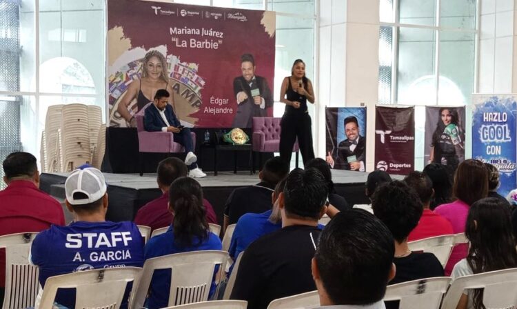 Imparte Mariana ‘Barbie’ Juárez plática a atletas tamaulipecos