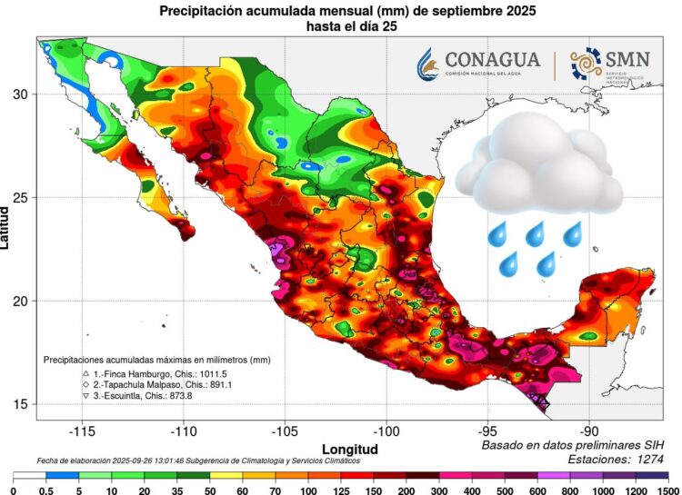 Mucha lluvia en septiembre beneficia bosques y cuerpos de agua en México