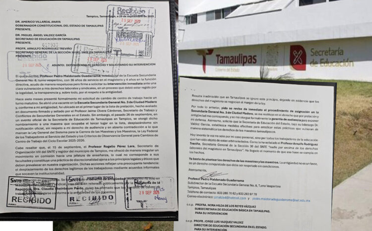 “¡Ya basta! Profesor denuncia atropellos al magisterio en Tamaulipas”