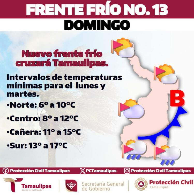¡Atención, Tamaulipas! Se aproxima un nuevo frente frío polar-ártico