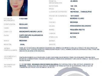 🚨 Desaparece Sahamara en Reynosa; piden ayuda urgente