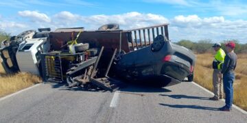 Choque entre tractocamión y camioneta paraliza la Federal 101 en Padilla