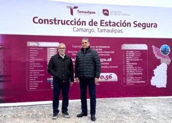 Supervisan secretarios de Seguridad y Obras Públicas construcción de Estaciones Seguras en la frontera