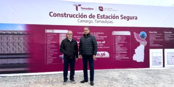 Supervisan secretarios de Seguridad y Obras Públicas construcción de Estaciones Seguras en la frontera