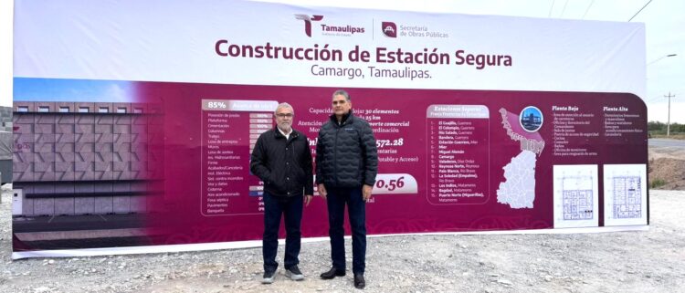 Supervisan secretarios de Seguridad y Obras Públicas construcción de Estaciones Seguras en la frontera