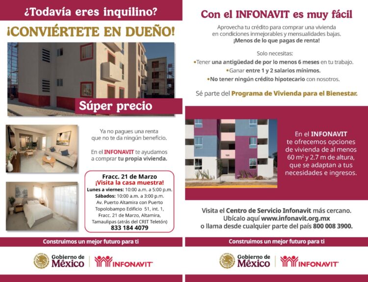 INFONAVIT activa punto de venta de viviendas del bienestar en Altamira, Tamaulipas
