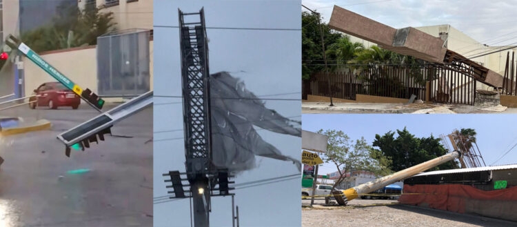 ¡Impresionante! Fuertes vientos derriban poste de anuncio panorámico en Ciudad Victoria