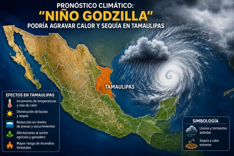 Pronóstico climático: “Niño Godzilla” podría agravar calor y sequía en Tamaulipas
