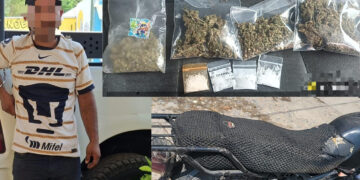 Cae motociclista con presuntas drogas tras intentar evadir a la Guardia Estatal en Victoria