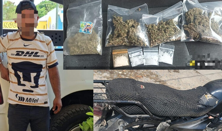Cae motociclista con presuntas drogas tras intentar evadir a la Guardia Estatal en Victoria
