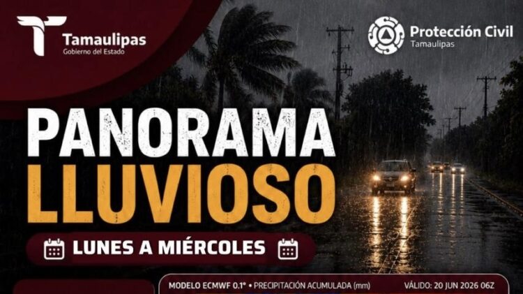 Exhorta Protección Civil a extremar precauciones ante pronóstico de lluvias intensas en Tamaulipas
