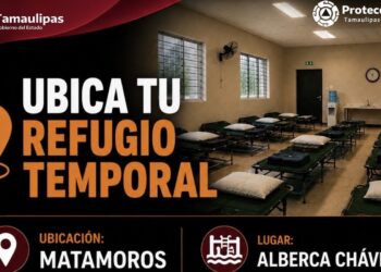 Habilita Protección Civil refugios temporales en Reynosa, Matamoros y Río Bravo ante condiciones meteorológicas