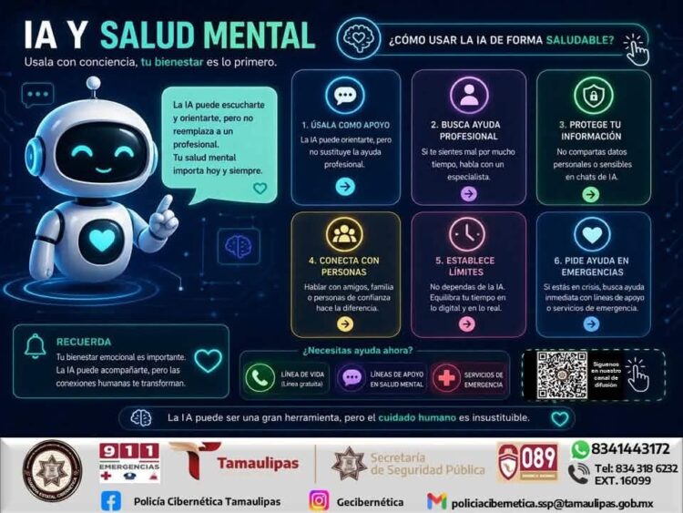 Guardia Estatal Cibernética advierte sobre riesgos de sustituir la atención psicológica con Inteligencia Artificial